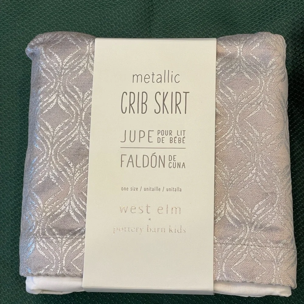 NWT West Elm x Pottery Barn Kids Silver Metallic Crib Skirt